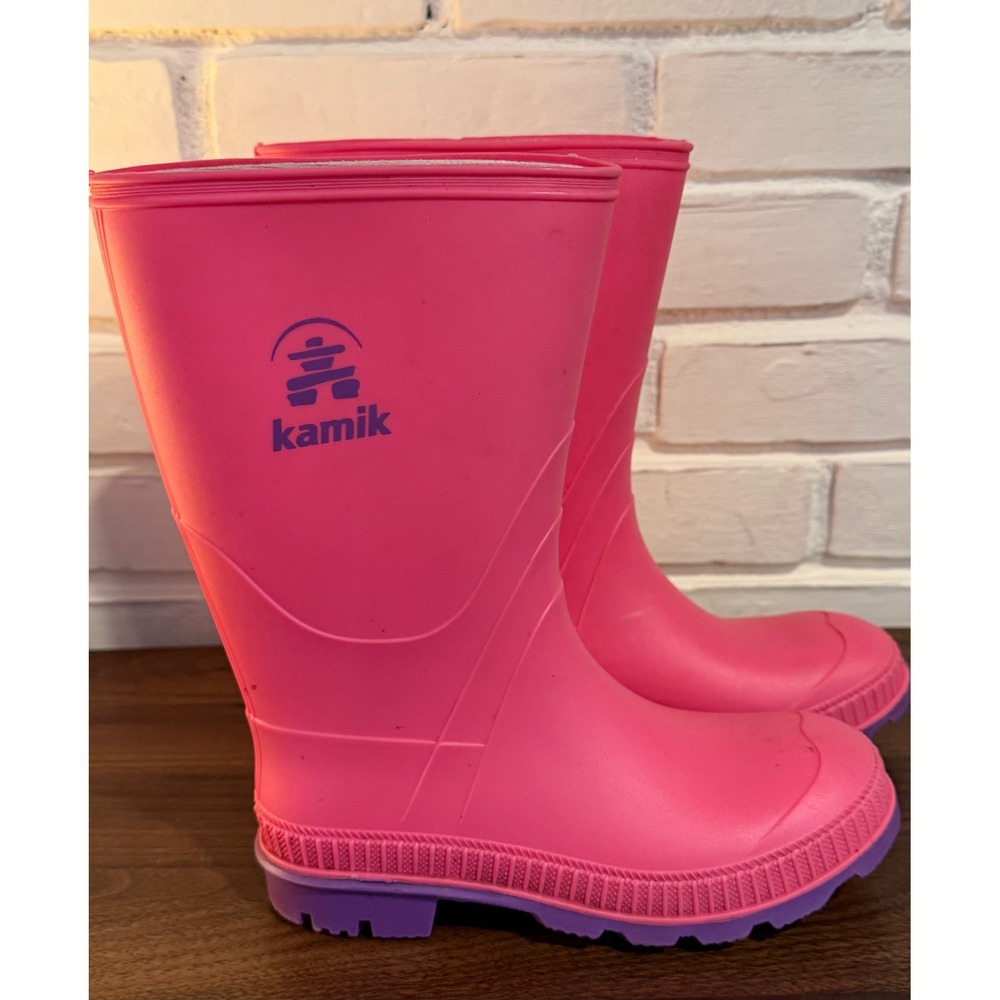 Kamik Stomp Kids Pink Purple Waterproof Rubber Rain Boot Size 3 Pull On Gorpcore